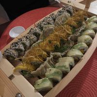 Vegan sushi boat   at Guelosushi in Liberia