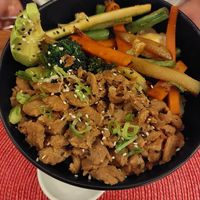 Soy chorizo bowl at Guelosushi in Liberia