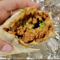 Vegan Chorizo & Potato Burrito  at La Taqueria Brand in Garden Grove