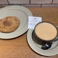Snickerdoodle cookie and oat milk cappuccino  at Verve Coffee Roasters in Tokyo