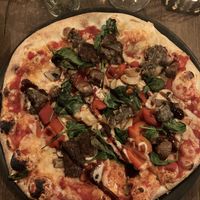 Sausage and mushroom pizza (vegan)  at Bellona in Toronto