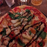 Fried tofu pizza at Bellona in Toronto