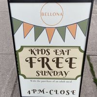 Kids eat free on sundays  at Bellona in Toronto