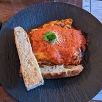 Lasagna and foccaccia at Bellona in Toronto