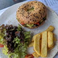 Vegan bagel at French Bakery - Meadows in Dubai