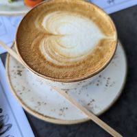 Soy cappuccino at French Bakery - Meadows in Dubai