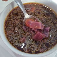 Cabbage beetroot soup at Neo Eón in Zvolen