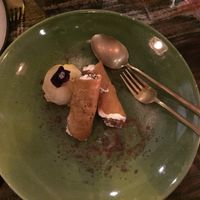 Yuummmmm 

RUM RAISIN CANNOLI
Coconut Sugar Tuile. El Dorado Rum Raisin. Coconut Whip. 'Raiz-the-Bar' Raw Chocolate. 'Happy Cow' Salted Caramel Ice Cream (V.GF.BF.NF) at Nectar in Hong Kong Island