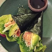 "tuna" maki handroll with cauli-rice
soy sauce not necessary at Nectar in Hong Kong Island
