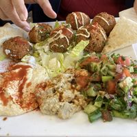 Felafel, hummus, baba gannoush platter  at Baba Kabob in North Charleston