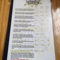 Example of beers available (early July 2022) at Pig Minds Brewing in Machesney Park