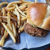 Southern chikin’ sandwich with fries   at Pig Minds Brewing in Machesney Park