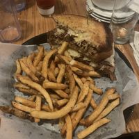 Reuben and fries  at Pig Minds Brewing in Machesney Park