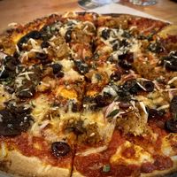 Sausage mushroom pizza  at Pig Minds Brewing in Machesney Park