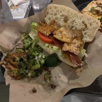 hot hunny tofu sandwich at Pig Minds Brewing in Machesney Park