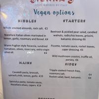 Separate vegan menu not mentioned on their website!   at Sienna's in Dublin