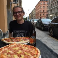 Hawaii and Amin vegan pizzas!!!  at O'Mamma Mia in Stockholm