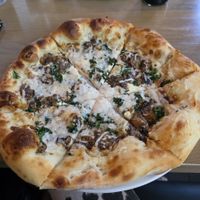 Vegan Kale and mushroom pizza at Earls Kitchen + Bar - Test Kitchen in Vancouver