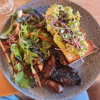 Smashed Avo & mushrooms   at Peekaboo Backyard Eatery in Kaitaia