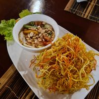 Fried Papaya Salad at SpringRiver Resort & Restaurant in Ban Tiou Village