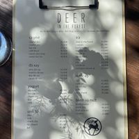 Menu in Vietnamese    at DEER in the Forest in Da Lat