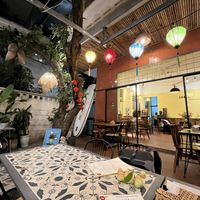 Lovely outside seating  at Shala Vegan House in Da Nang