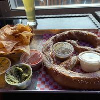 To show how massive the Pretzel Loco is! at The Grey Eagle Taqueria in Hot Springs