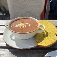 The vegan lentil soup (linzeneintopf)  at Kölner Haus in Serfaus