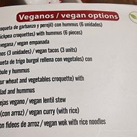 Vegan menu options at Nomade in El Chalten