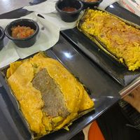 Masa and corn tamales at La Tamalera Vegetariana in Medellin