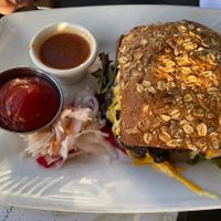 Rain forest burger  at The Purple Elephant in Northport