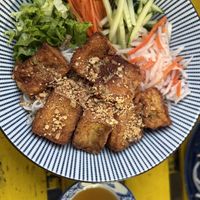 Lemongrass tofu bowl with vermicelli   at Ôngbà Vietnamese Eatery in Vancouver