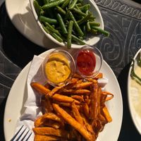 Delicious sweet potatoes fries   at The Cheesecake Factory in San Francisco