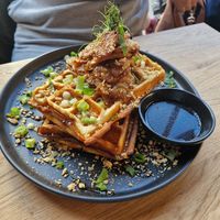 NoChicken Teriyaki Waffle at VRÜH - All Day Breakfast in Dortmund