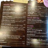 Karte mit markierten veganen Optionen at bei FRIDA Café & Catering in Grevenbroich