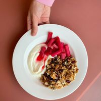 Granola with coconut yoghurt and seasonal compote at Oru Space in South East London