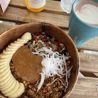Açai Smoothie Bowl with Hot Chocolate & Kombucha  at Living Juices in Koh Tao