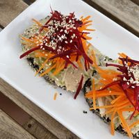 Gluten-free seed bread with hummus & veggies   at Living Juices in Koh Tao