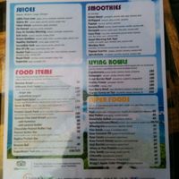 menu at Living Juices in Koh Tao