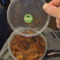 Peach Cobbler. Clearly Labeled Vegan at The Supreme Dessert Shop in Willingboro