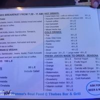 Menu at Thebes Bar And Grill in Luxor