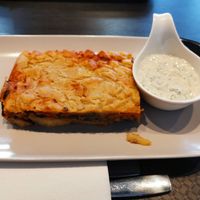 Vegan Greek-style moussaka at Marmara falafel&more in Ljubljana