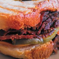 (Seitan-) Pastrami sandwich at Die Vegane Fleischerei in Dresden