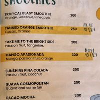 menu  at Hippie Paws in Mandrem