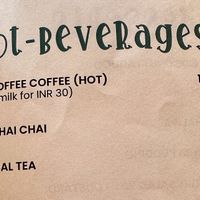 menu  at Hippie Paws in Mandrem