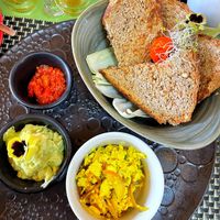 “Vegan sunrise” plate, all so delicious  at El Jardin Healthy Food And Coffee in Cusco