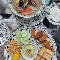 Health soup and salad set at Tam Coc Ngo Dong Homestay and Vegan Restaurant in Ninh Binh
