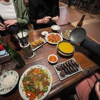 Tempeh with pepper, sushi, chickpea curry, tofu with tomato sauce  at Tam Coc Ngo Dong Homestay and Vegan Restaurant in Ninh Binh