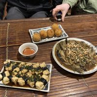 Tofu with seaweed, potato balls (avoid!) and aubergine  at Tam Coc Ngo Dong Homestay and Vegan Restaurant in Ninh Binh