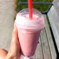 Strawberry bubble tea at ChuMinh Tofu and Veggie Deli in Seattle